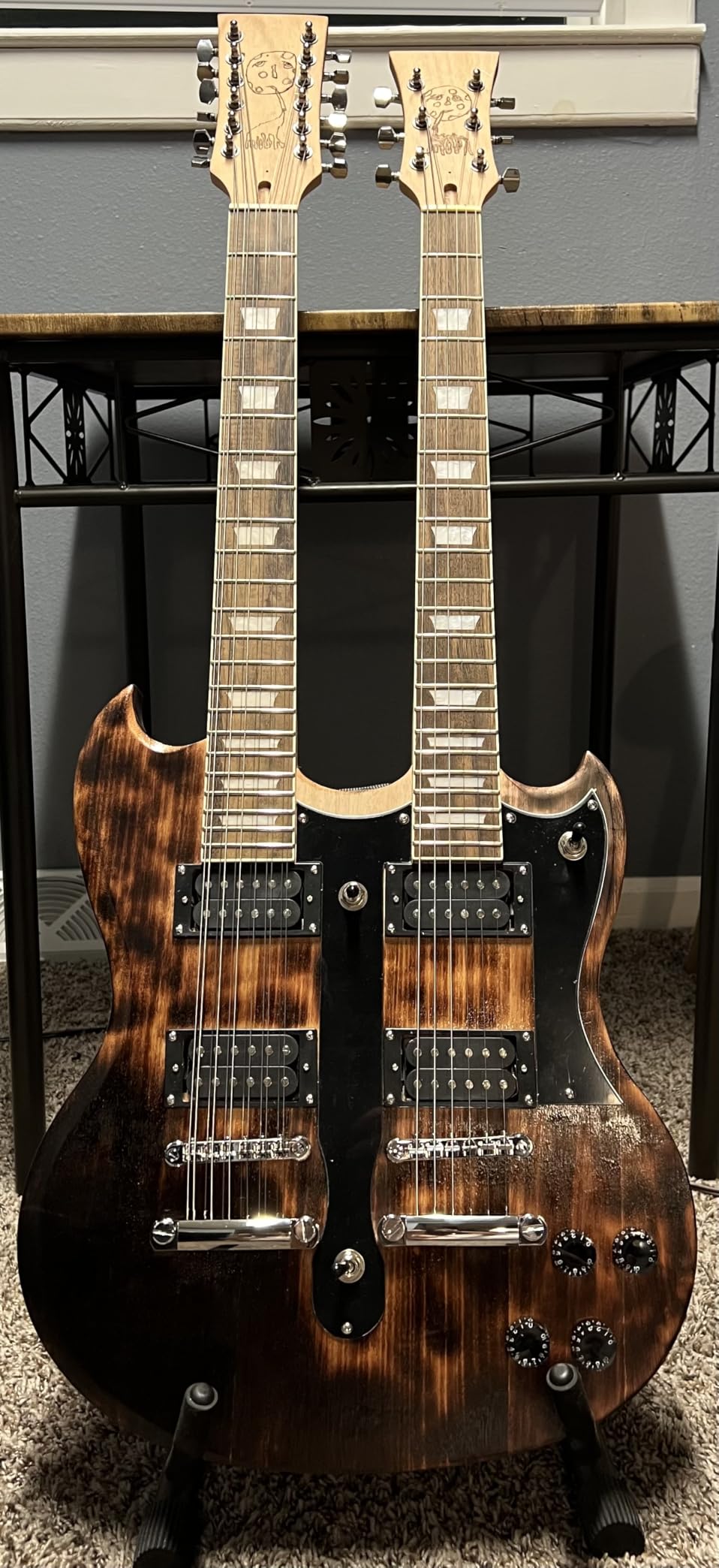 Double Neck DIY Electric Guitar Kit 6 & 12 String Mahogany Body customer photo 2