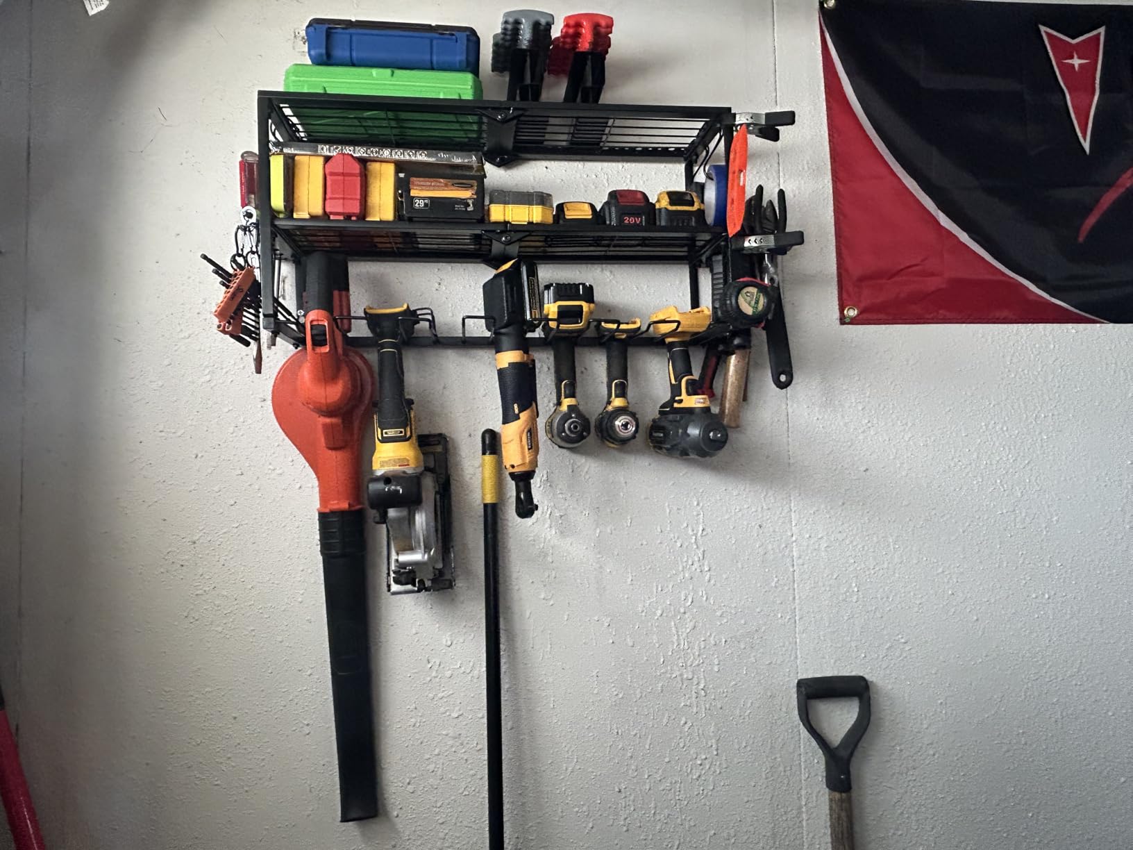 Spampur Power Tool Organizer for Tool Storage, Drill Holder Wall Mount with Screwdriver Organizer, Tool Holder for Garage Wall Organization, Heavy Duty Metal Tool Shelf with Battery Holder customer photo 2
