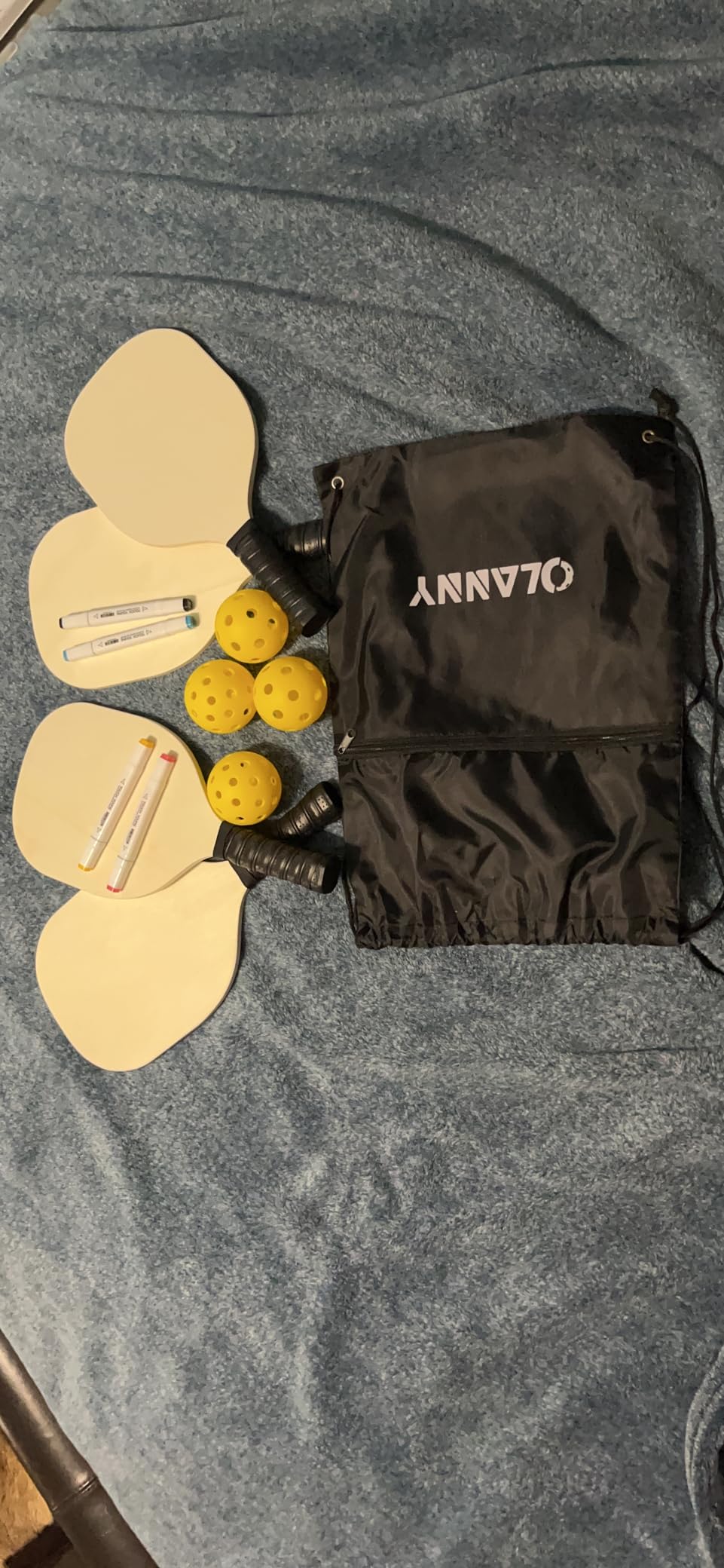 OLANNY Graphite Pickleball Paddles Set- Premium Rackets Fiber Face & Polymer Honeycomb Core Pickleball Set Includes Pickleball Paddles + Pickleball Balls+ Replacement Soft Grip + 1 Bag customer photo 1