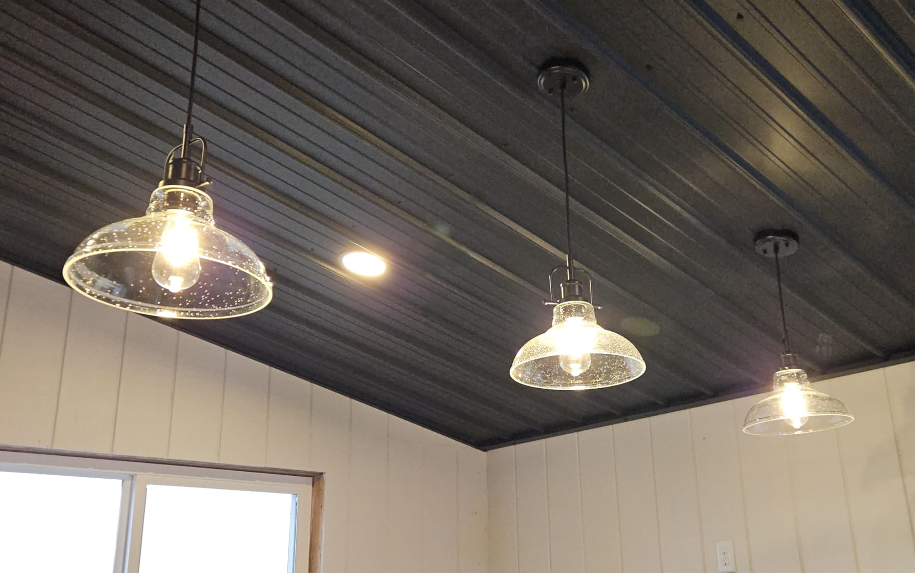 Zlepmlla Glass Pendant Light, Black Famrhouse Pendant Light Fixture customer photo 1