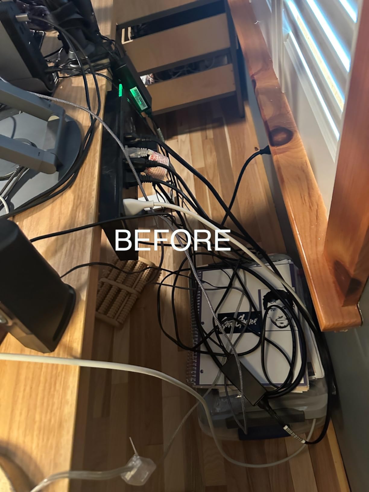 No Drilling Extendable Under Desk Cable Management, Metal Cable Management Tray Under Desk with Clamp, Retractable Power Strip Cord Holder for Wire Management 31Inch(1 Pack Black Extendable 31') customer photo 1