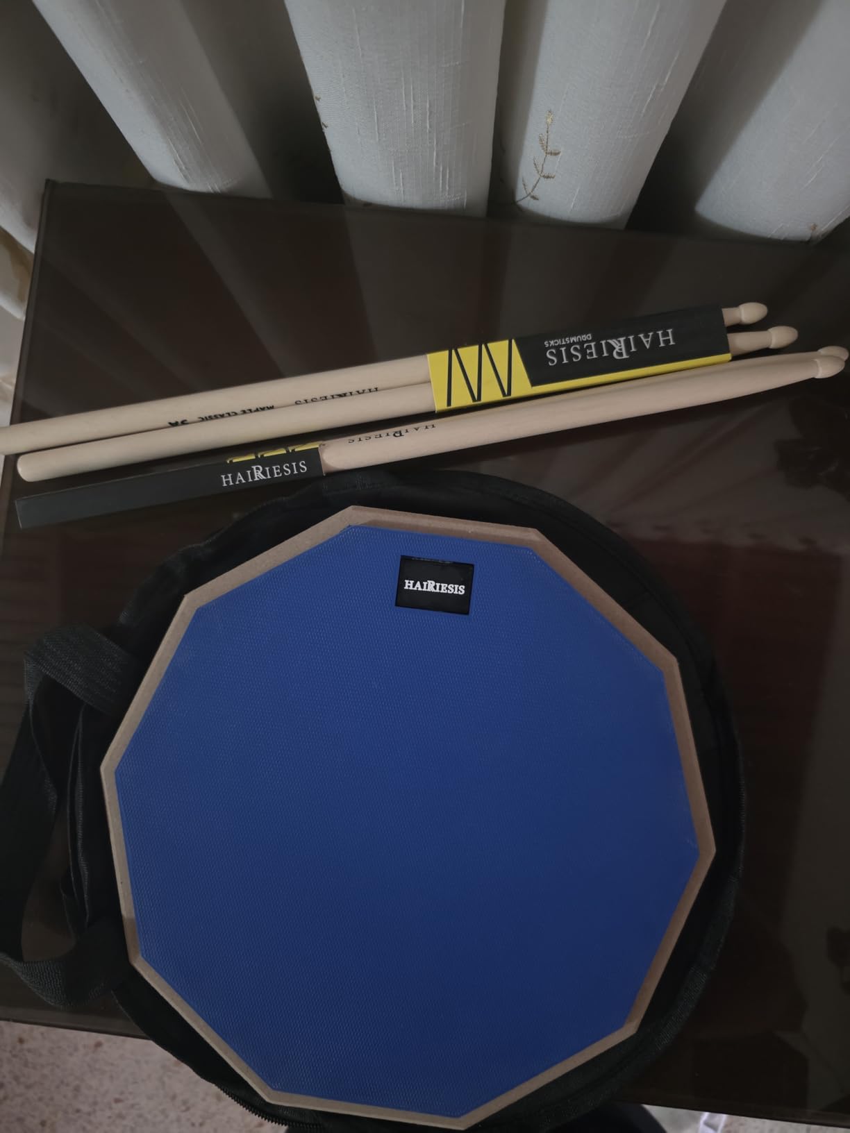 HAIRIESIS Snare Drum Practice Pad,12-Inch Practice Drum Pad,Double Sided Silent Drum Pad and Sticks,Drum Pads Carry Bag customer photo 1