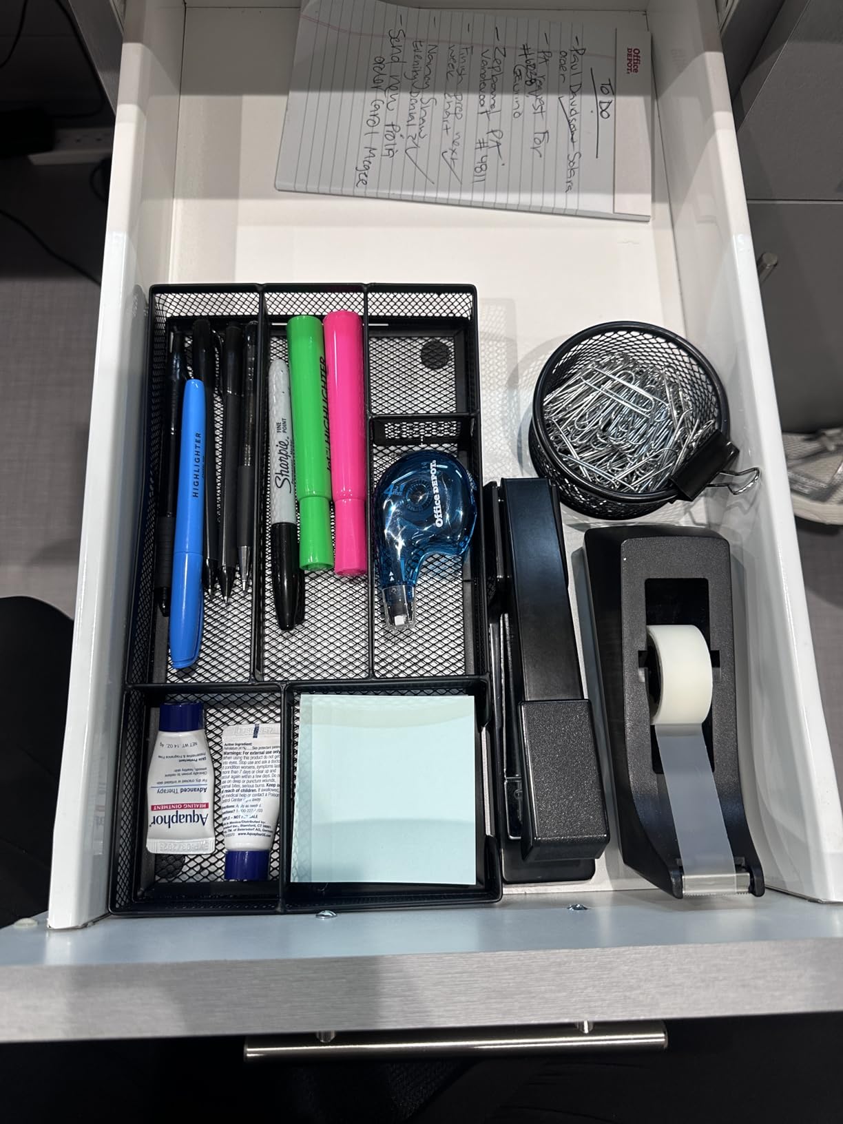 Desk Drawer Organizer, Small Metal Mesh Drawer Organizer Tray, Office Pencil Drawer Organizer Accessories for Desktop, Bathroom, Kitchen, Makeup, Vanity customer photo 1