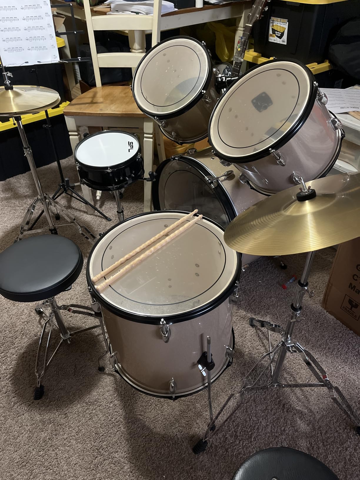 Ktaxon 22 Inch Drum Set Adult, 5-Piece Full Size Poplar Drumset, Blue customer photo 1