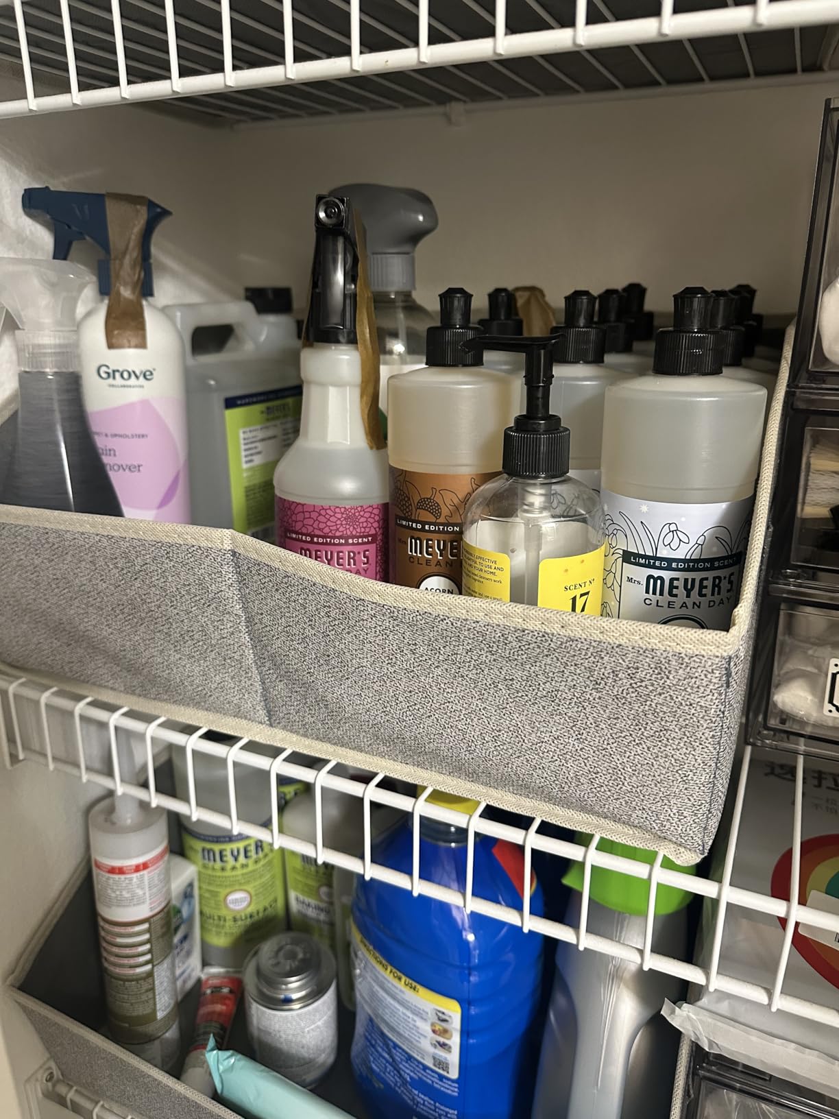 Homsorout Closet Organizers Bins 6 Packs - Large Closet Shelf Organizer with Handles, Fabric Trapezoid Storage Bins, Collapsible Storage Cubes for Clothes, Towels, Light Gray customer photo 1