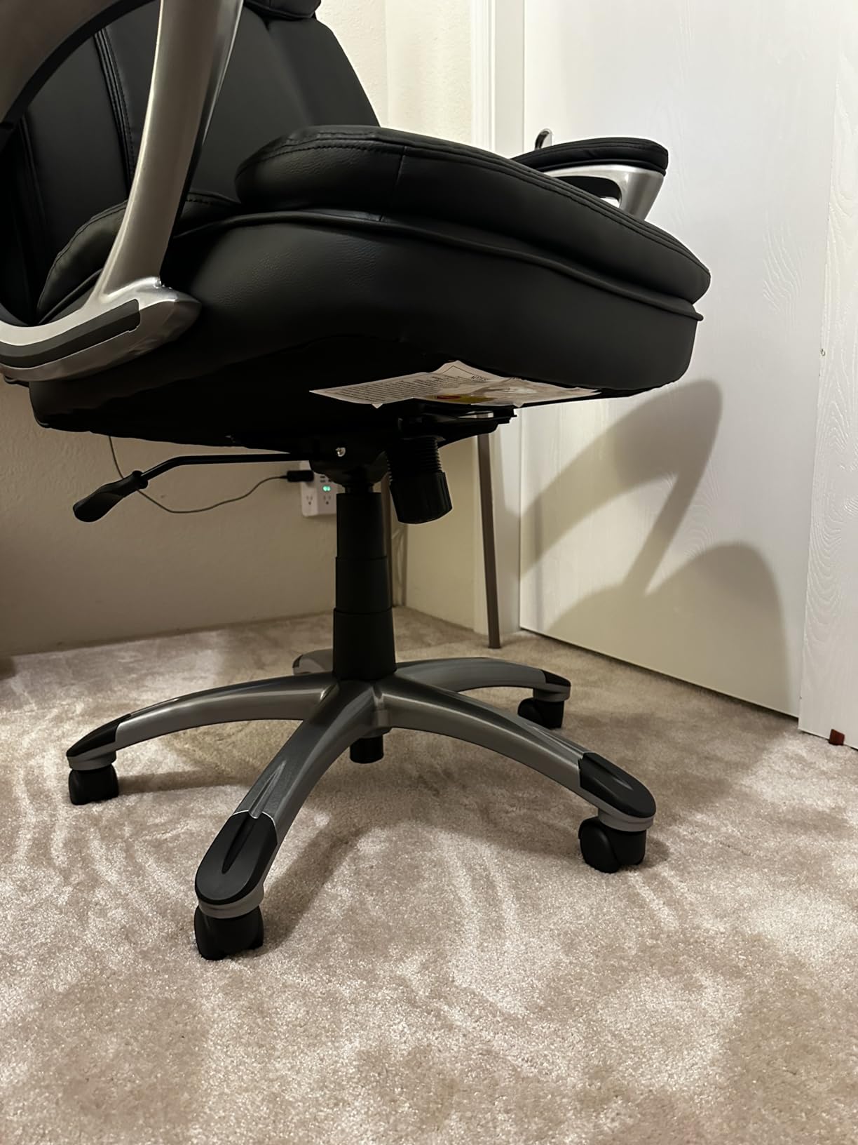 Serta Fairbanks Big & Tall Executive Office Chair, Ergonomic High-Back with Lumbar Support, Semi-Plush Seat Cushion and Body Pillows, Padded Armrests, Nylon Swivel Base, Bonded Leather, Cognac Brown customer photo 1