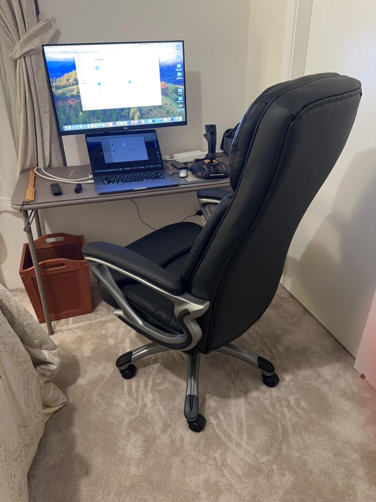 Serta Fairbanks Big & Tall Executive Office Chair, Ergonomic High-Back with Lumbar Support, Semi-Plush Seat Cushion and Body Pillows, Padded Armrests, Nylon Swivel Base, Bonded Leather, Cognac Brown customer photo 2