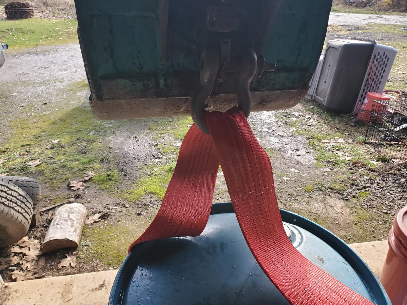 Drum Handling Sling for 55 Gallon Drum, Barrel Lifting Web Sling Heavy Duty No tilt with 2 Pack Ratchet Strap, Capacity up to 6000 LBS, Adjustable for Farms Barns Cranes Forklift Trucks, 78.7