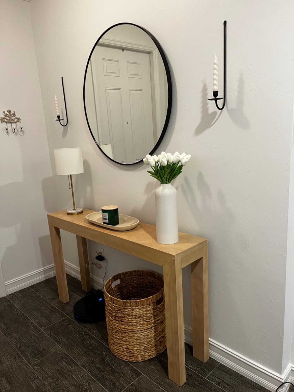 Itrue Round Metal Wall Mirror, 12 Inch, Black Frame Bathroom Mirror customer photo 2