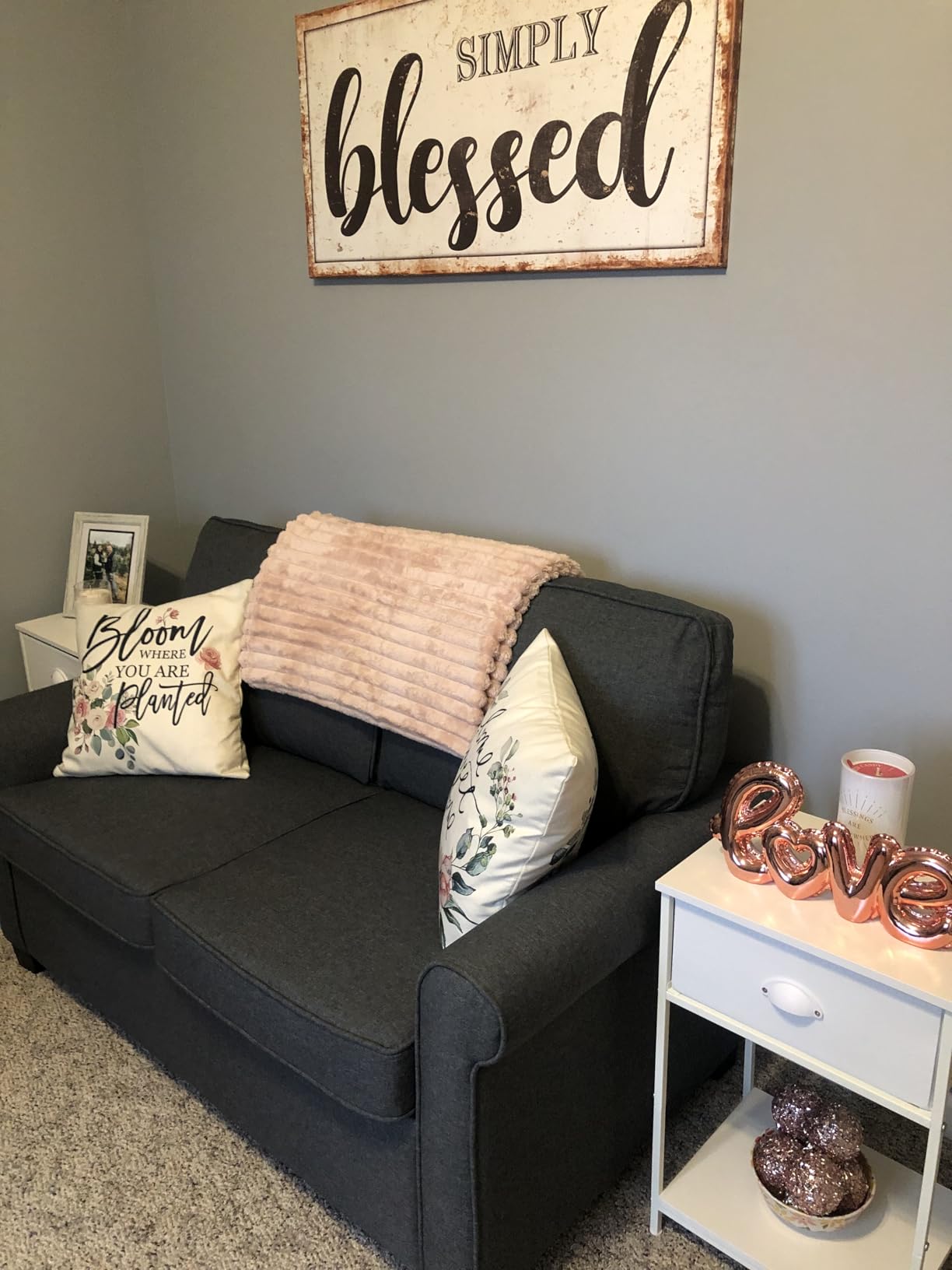 Canvas Wall Art for Living Room-Family Grateful Thankful Blessed-Christian Wall Decor-Family Signs Canvas Prints-Blessed Wall Decor-Artwork Framed Painting Home Decoration Ready to Hang 20