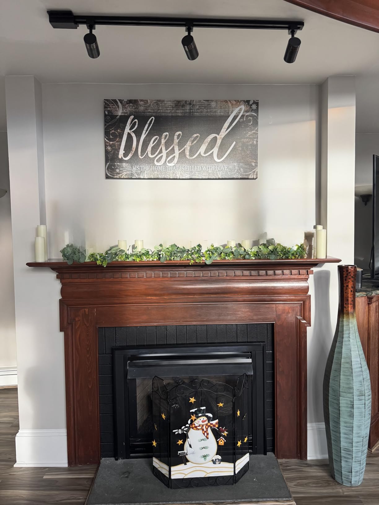 Canvas Wall Art for Living Room-Family Grateful Thankful Blessed-Christian Wall Decor-Family Signs Canvas Prints-Blessed Wall Decor-Artwork Framed Painting Home Decoration Ready to Hang 20