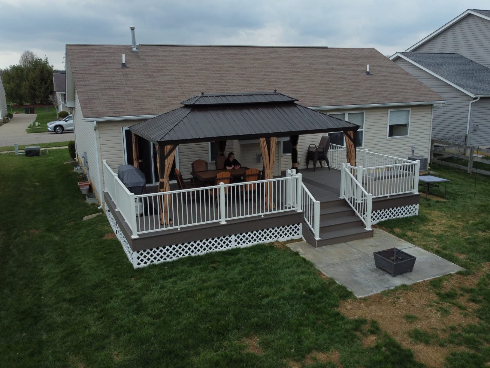 PURPLE LEAF Outdoor Patio Hardtop Gazebo 10' x 14' Aluminum Frame Navy Blue | Galvanized Roof Lasts Longer, 2-Year Fade-Resistant Curtain, Built to Last Less Upkeep, Drainage System, Rust Resistant Frame customer photo 1
