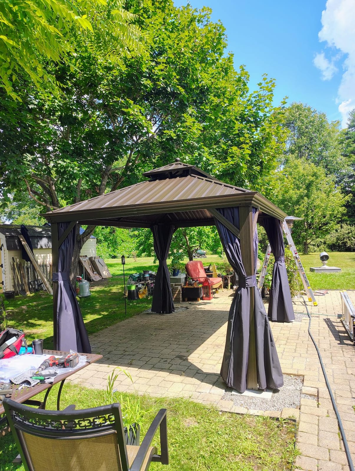PURPLE LEAF Outdoor Patio Hardtop Gazebo 10' x 14' Aluminum Frame Navy Blue | Galvanized Roof Lasts Longer, 2-Year Fade-Resistant Curtain, Built to Last Less Upkeep, Drainage System, Rust Resistant Frame customer photo 2