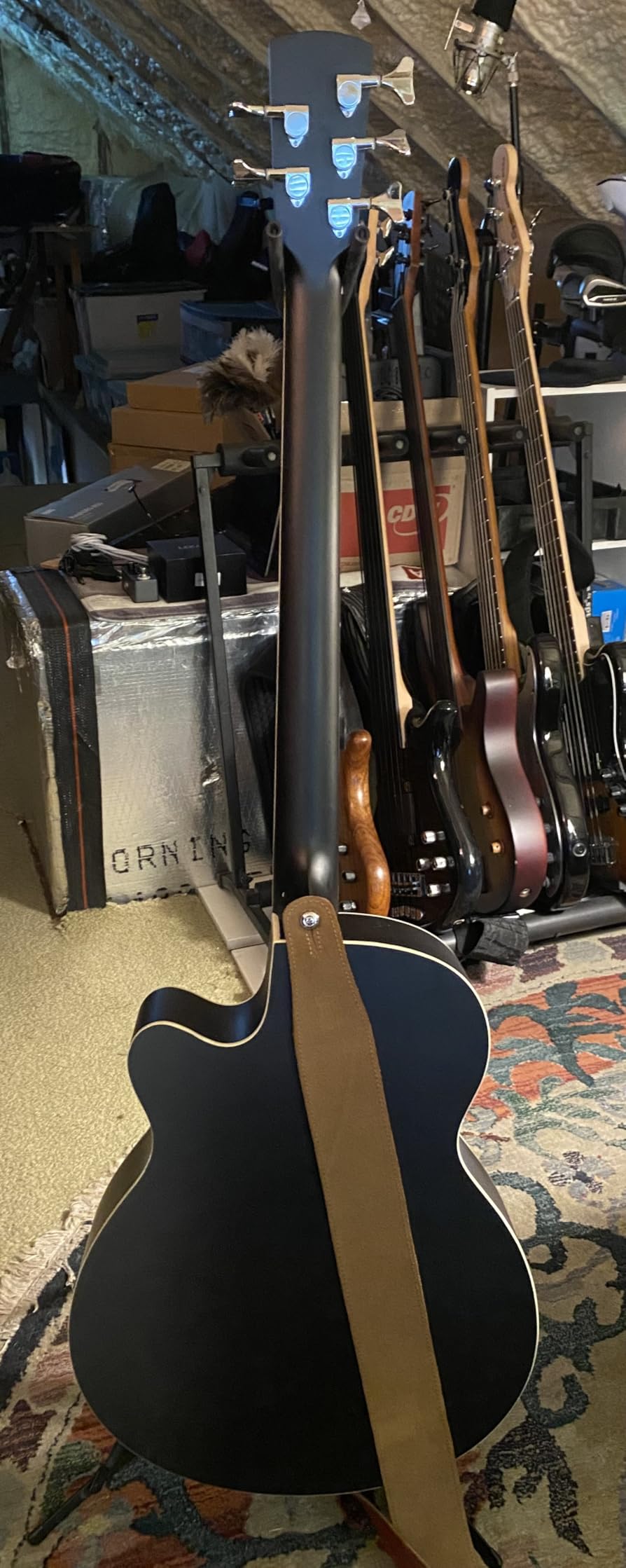 TARIO Fretless 5 String Electric Acoustic Bass spruce top Mahogany back & sides (Fretless) customer photo 2