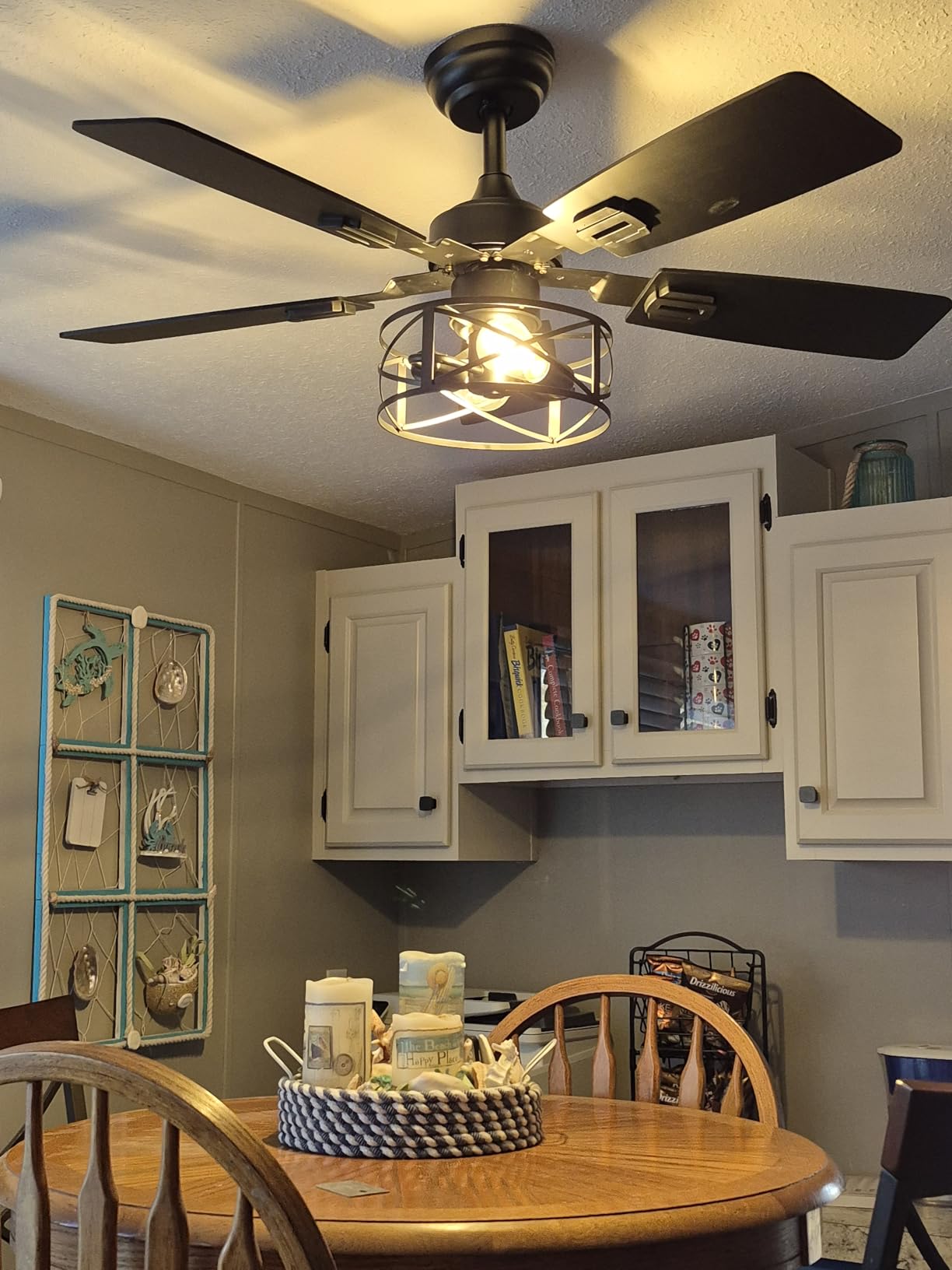 Amico 5-Light Dining Room Light Fixture, Seeded Glass Island Chandelier customer photo 2