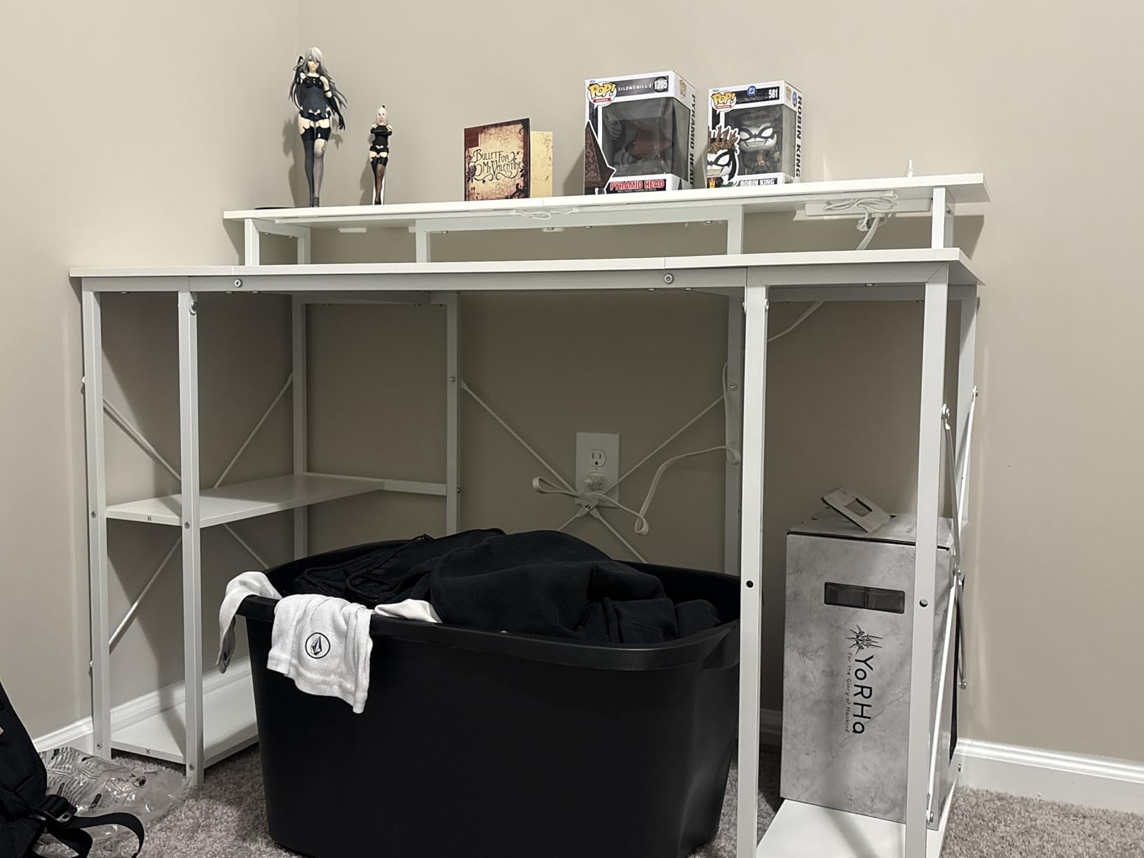 ODK 48 Inch Gaming Desk with LED Lights & Storage Shelves, Black customer photo 2