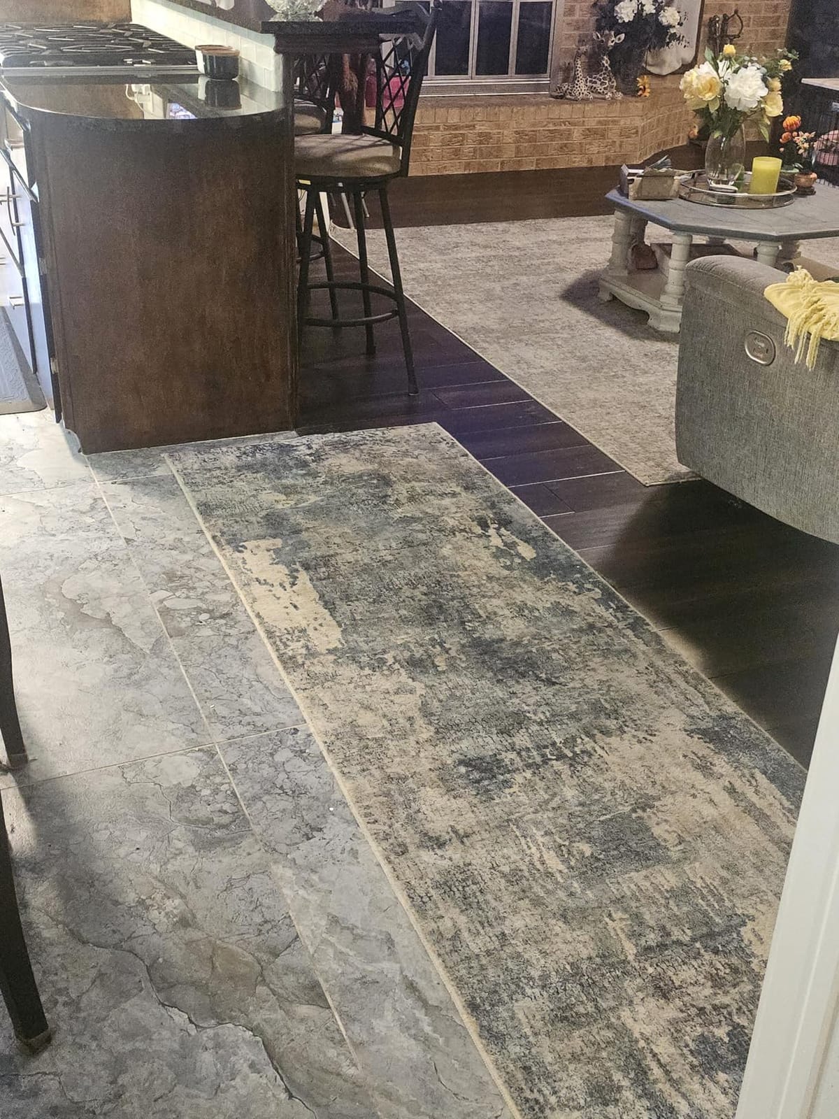 Runner Rug Hallway Runner Rug Washable Kitchen Runner Rugs with Rubber Backing 2'6''x8' 100% Polyester Vintage Rug for Entryway Indoor, Kitchen, Laundry, Bedroom (Grey and Brown) customer photo 2