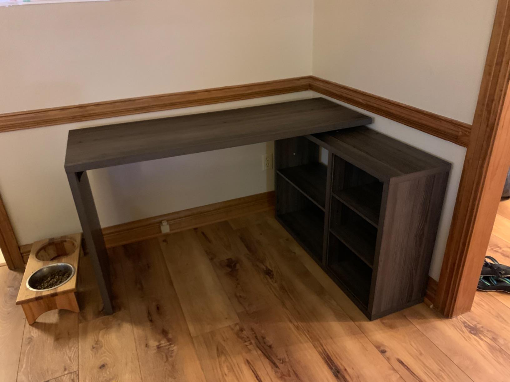 HSH Black L Shaped Computer Desk, Wood Corner Desk with Storage, 55 Inch customer photo 1