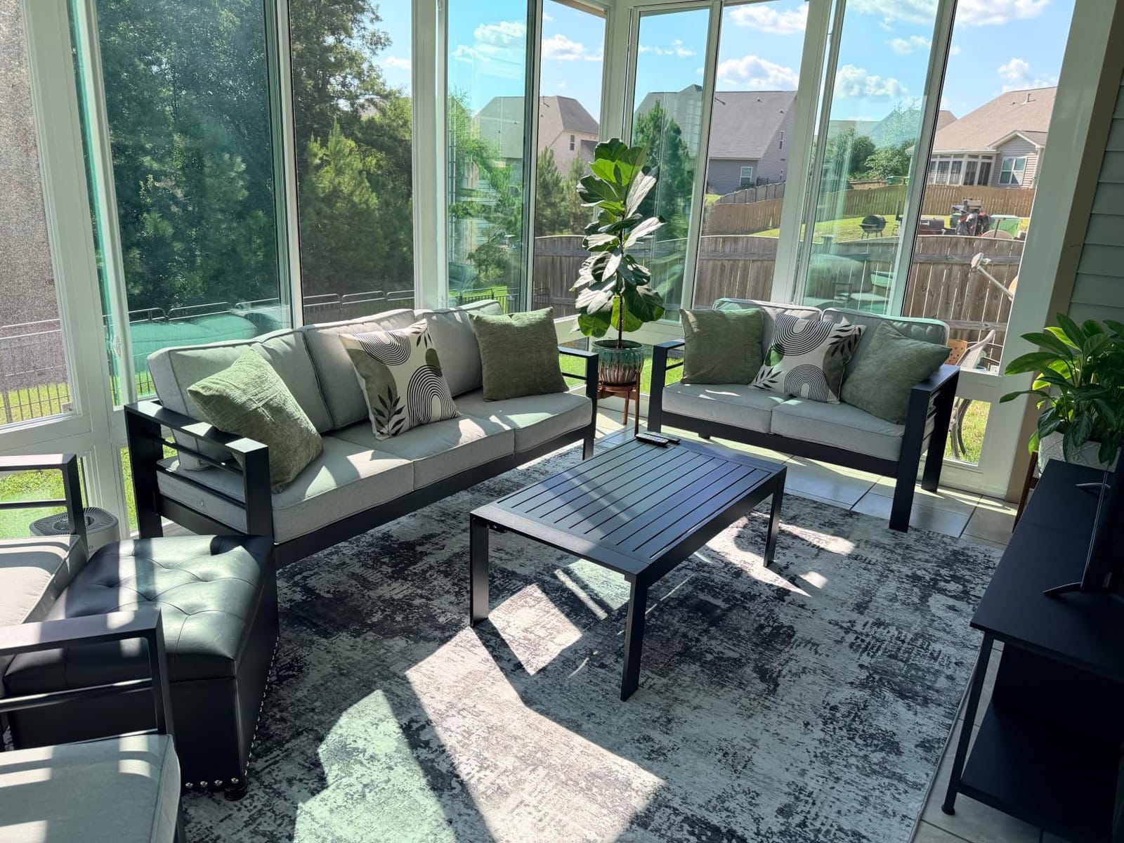 LayinSun Outdoor Aluminum Furniture Set with Fire Pit Table, 5 Pieces Patio Sectional Conversation Chat Sofa Modern Seating Set customer photo 2