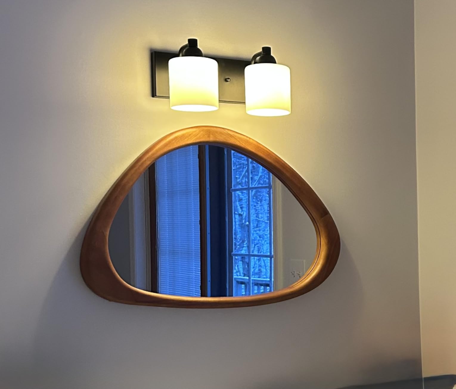 Irregular Wall Mirror, 15*10in Asymmetrical Wood Mirrors, Small Wall Mirror customer photo 1