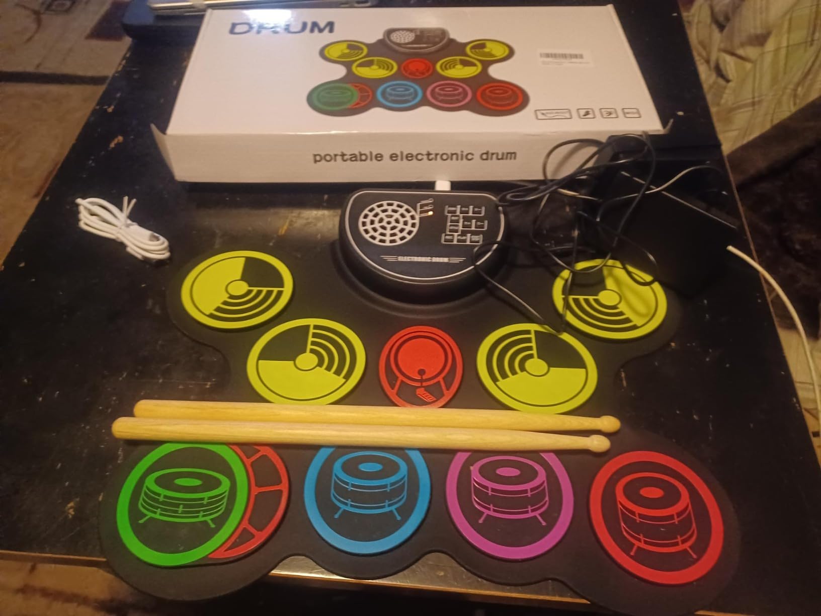 Miortior Electronic Drum Set, 10 Pads Roll-up Drum Practice Pad with Drum Pedals & Sticks, Built-in Speaker with Headphone Jack, Great Christmas & Birthday Gift for Kids customer photo 1