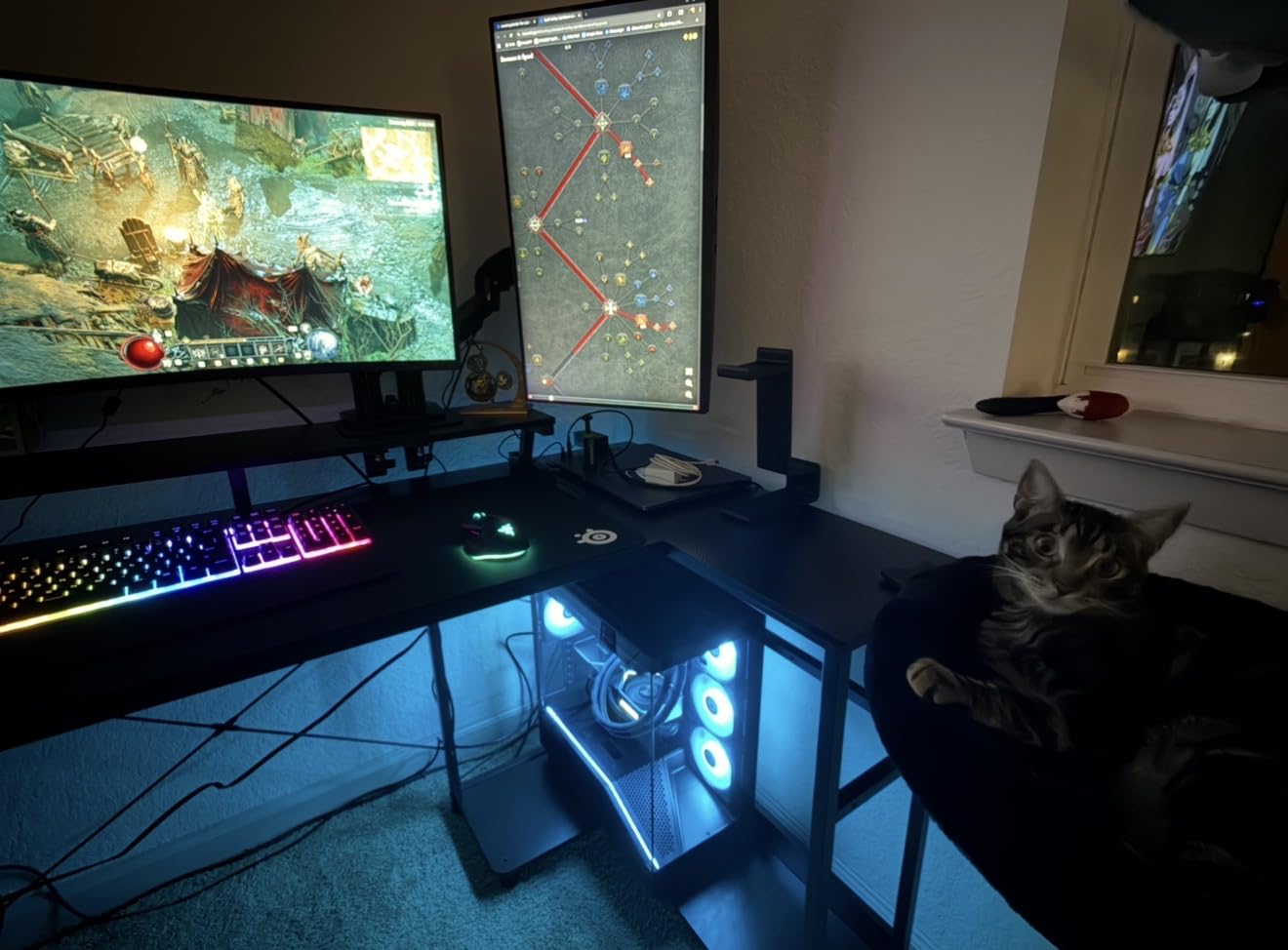 ODK 48 Inch L Shaped Gaming Desk with LED Lights, Power Outlets, Black customer photo 2