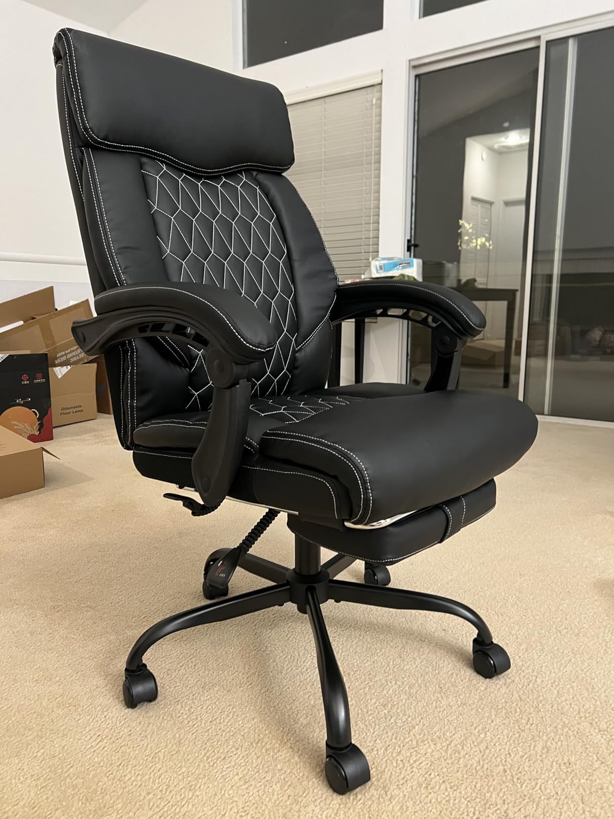 Office Chair, Big and Tall Office Desk Chair, Reclining Office Chair with Footrest Home Office Desk Chairs, High Back Ergonomic with Lumbar Support, Executive Leather customer photo 1