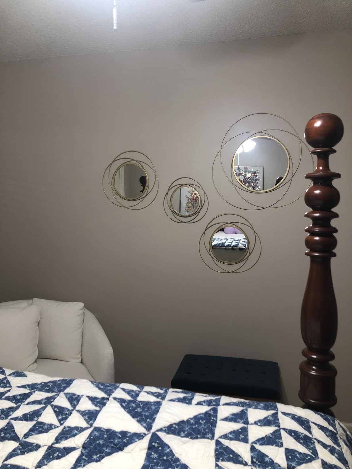 Black Circle Mirror Wall Decorative Metal Wall Mirror, Art Small Round Wall Home Mirror, Decor Living Room Bedroom Bathroom Entryway 12