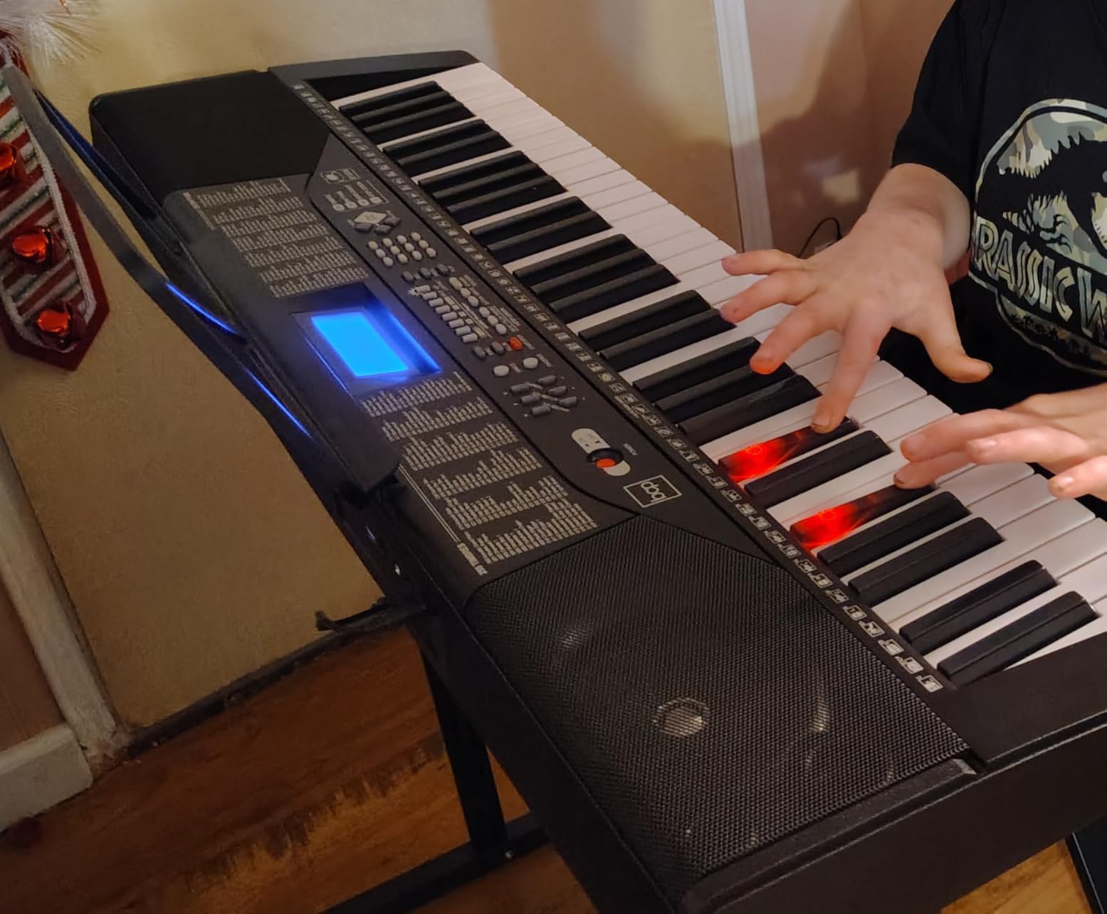 Best Choice Products 61-Key Beginners Complete Electronic Keyboard Piano Set w/Lighted Keys, LCD Screen, Headphones, Stand, Bench, Teaching Modes, Note Stickers, Built-In Speakers - Pink customer photo 1