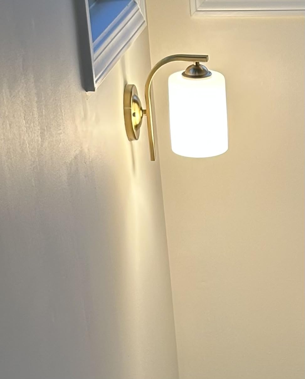 Phaosio Black Milk White Glass Wall Sconces, 1 Pack Hardwired Wall Lights customer photo 1