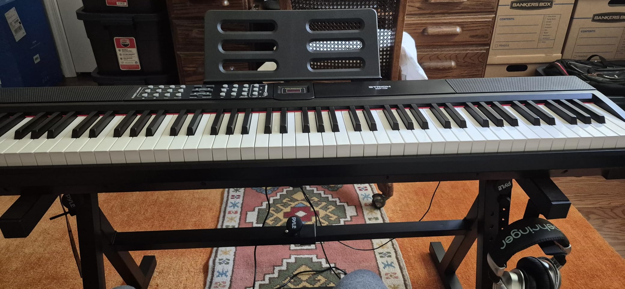 STRICH 88 Keys Weighted Keyboard with Sustain Pedal, Hammer-Action Digital Piano, 2x15W Built-In Speakers, Full-size Electric Piano Keyboard Supports USB-MIDI/Wireless Connect, SDP-120 customer photo 1