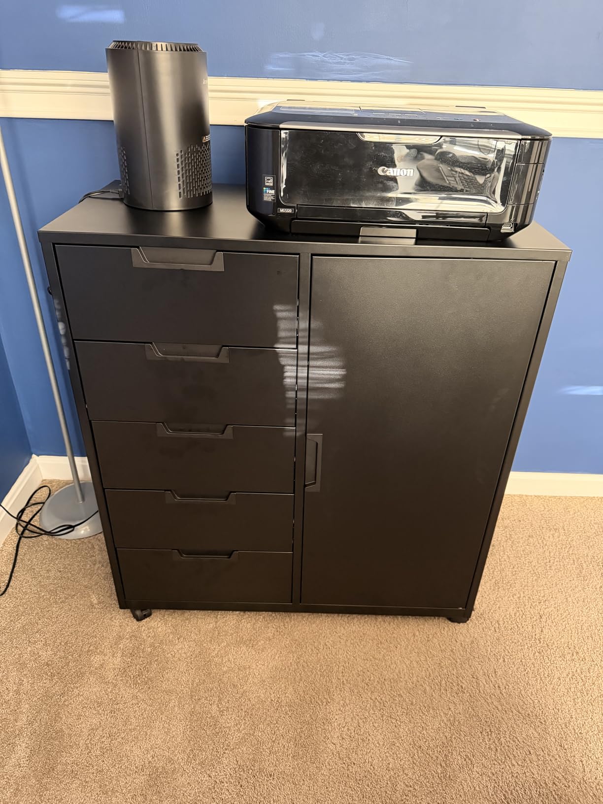 MIIIKO File Cabinet 3 Drawers on Wheels Under Desk, Black Metal Rolling File Cabinets with Lock for Home Office, Un-Assembled Filing Cabinet with Lock customer photo 2