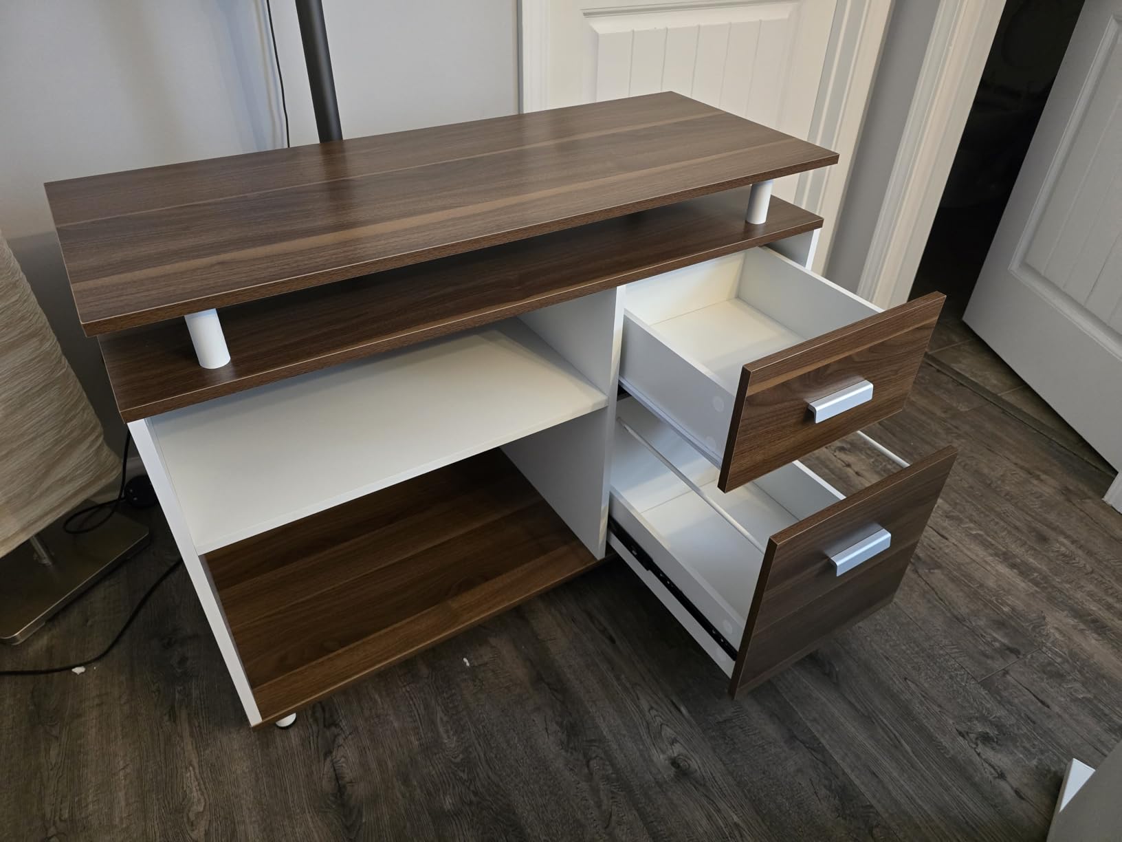 Tribesigns 63 Inch Executive Desk with File Cabinet, Large Office Desk L Shaped Computer Desk with Drawers and Storage Shelves, Business Furniture Desk Workstation for Home Office, Brown and Black customer photo 2