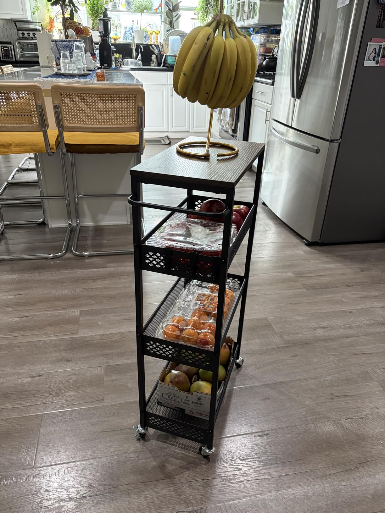 XYZLVSI Utility Slim Storage Cart, 4 Tier Kitchen Narrow Shelf on Wheels customer photo 2