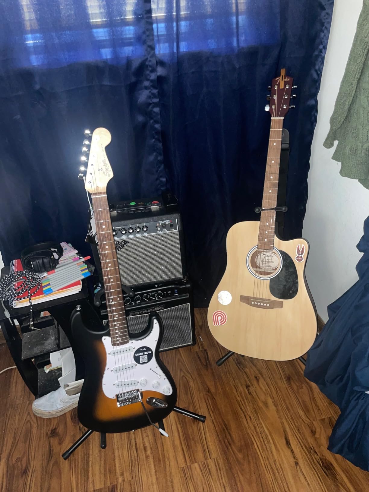 Fender FA-25CE Dreadnought Acoustic Electric Guitar, Beginner Guitar, with 2-Year Warranty, Includes Built-in Tuner and On-Board Volume and Tone Controls, Comes with Free Lessons, Sunburst customer photo 1