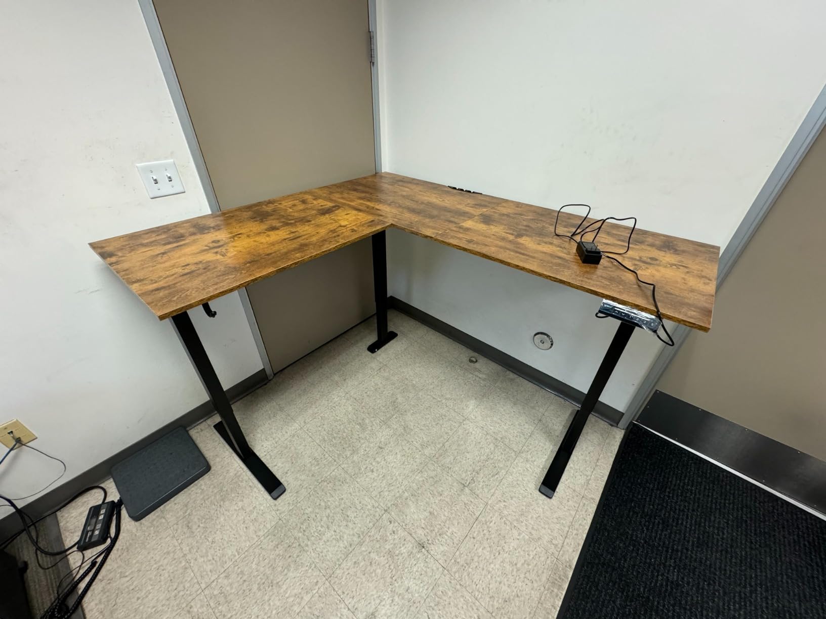 Agilestic 63 x 55 Inch L Shaped Electric Standing Desk, Rustic Brown customer photo 1