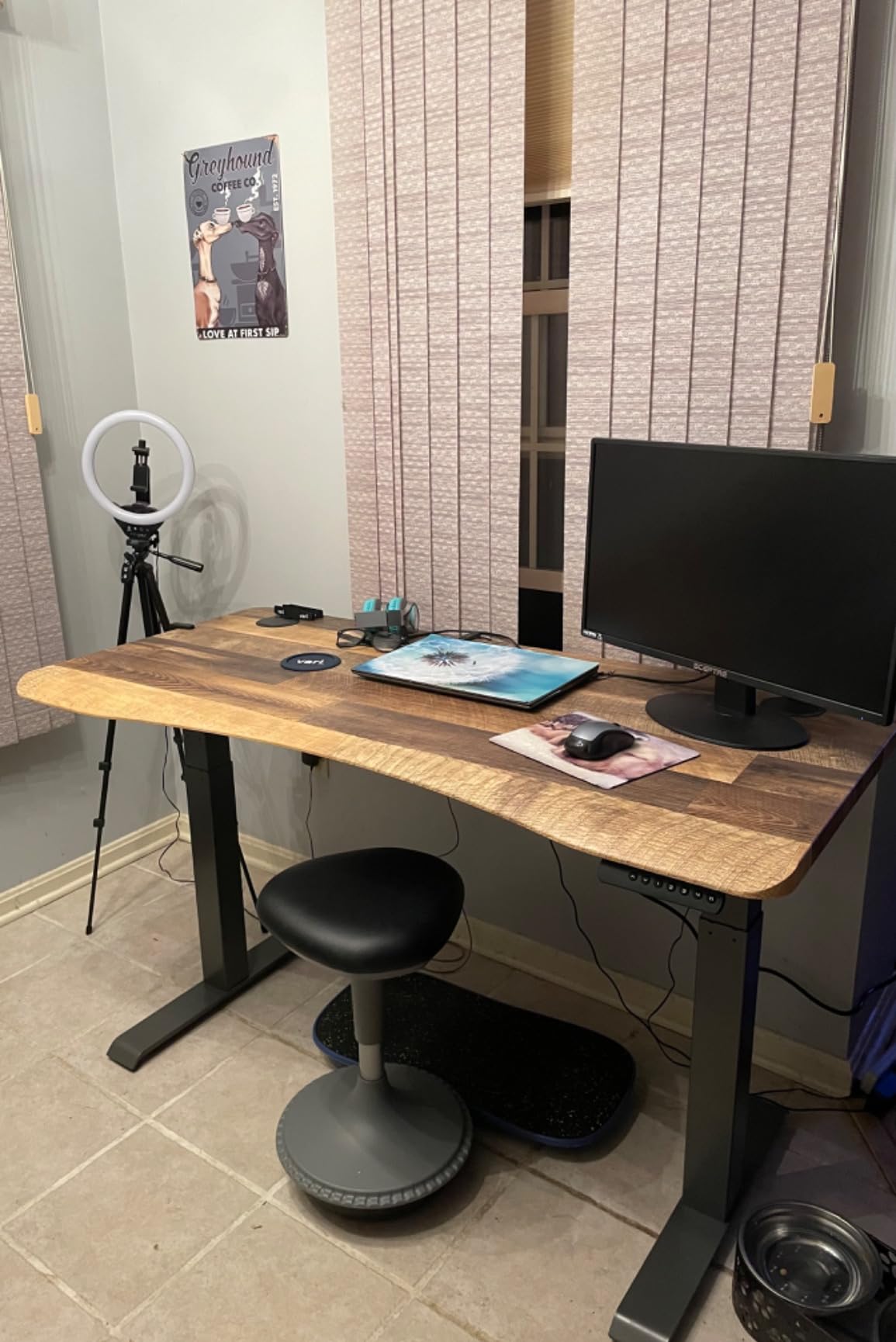 Vari Ergo Electric Standing Desk – 54x26 – Reclaimed Wood/Slate customer photo 2