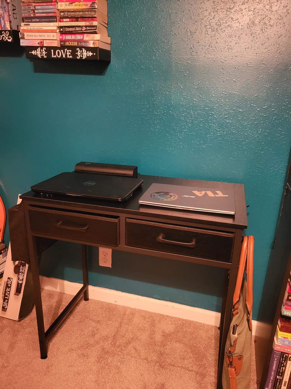 DLisiting 32 Inch Small Desk with Drawers, Black customer photo 1