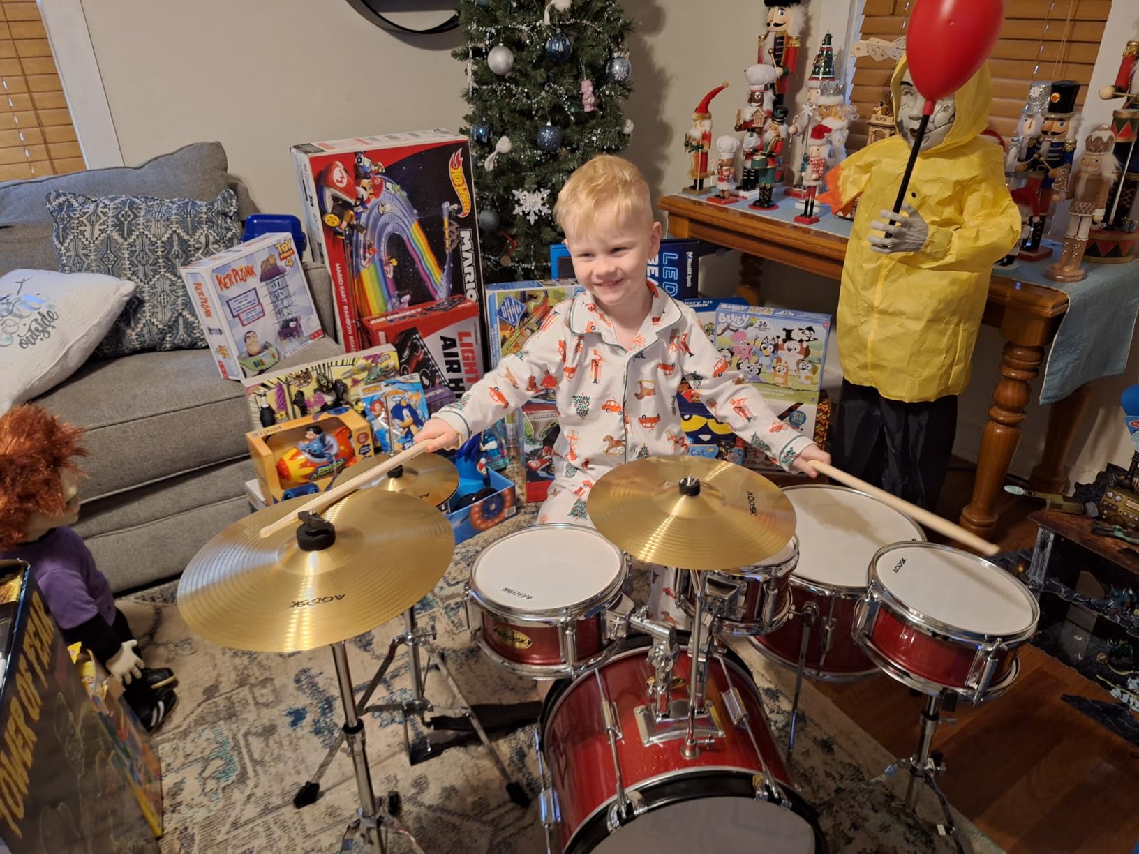 AODSK 5 drums & 3 cymbals 14 Inch Drum Set, Complete Kit w/Throne & Sticks customer photo 1