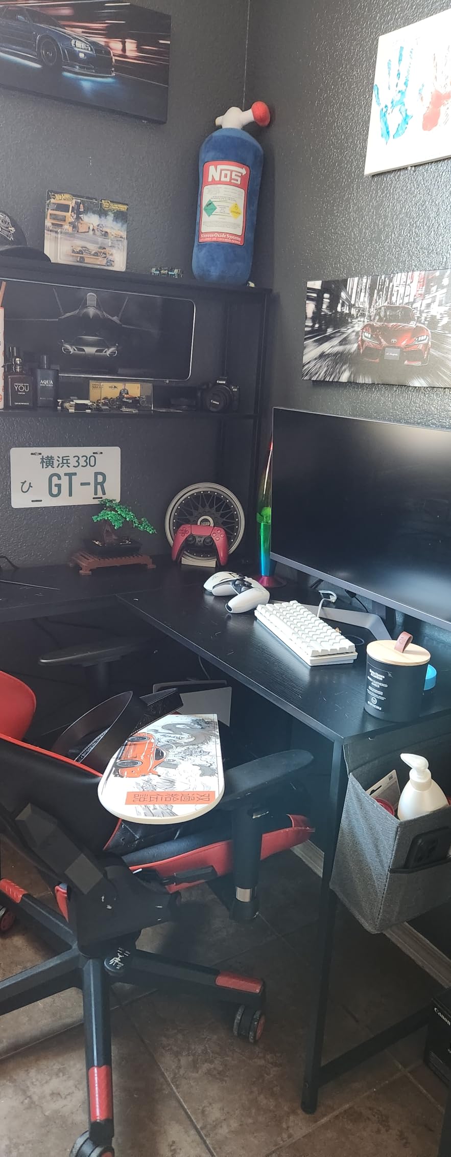 AODK L Shaped Desk Gaming Desk with LED Light & Power Outlet customer photo 1