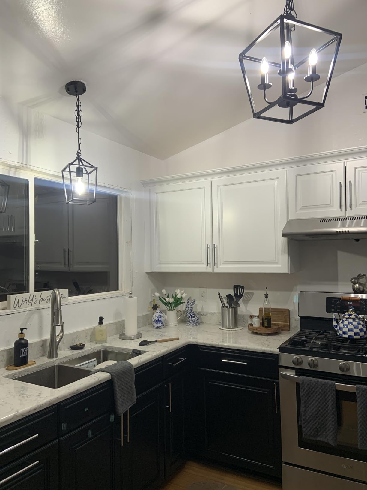 Sheetea 2 Pack Pendant Lights Kitchen Island, Modern Black Light Fixtures customer photo 2