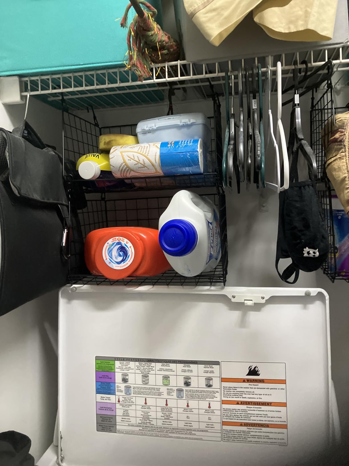 3-Tier Hanging Laundry Basket Organizer：Foldable Wire Shelf Laundry Room Organizer with 360°Rotating Hooks Small Space Solutions Closet Hanging Organizer - Laundry Organization, White Patent customer photo 1