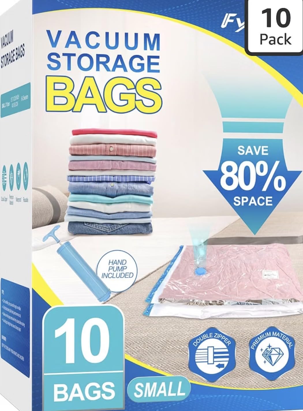 Fygrip 80% Space Saver Vacuum Storage Bags with Hand Pump, 10 Jumbo customer photo 2