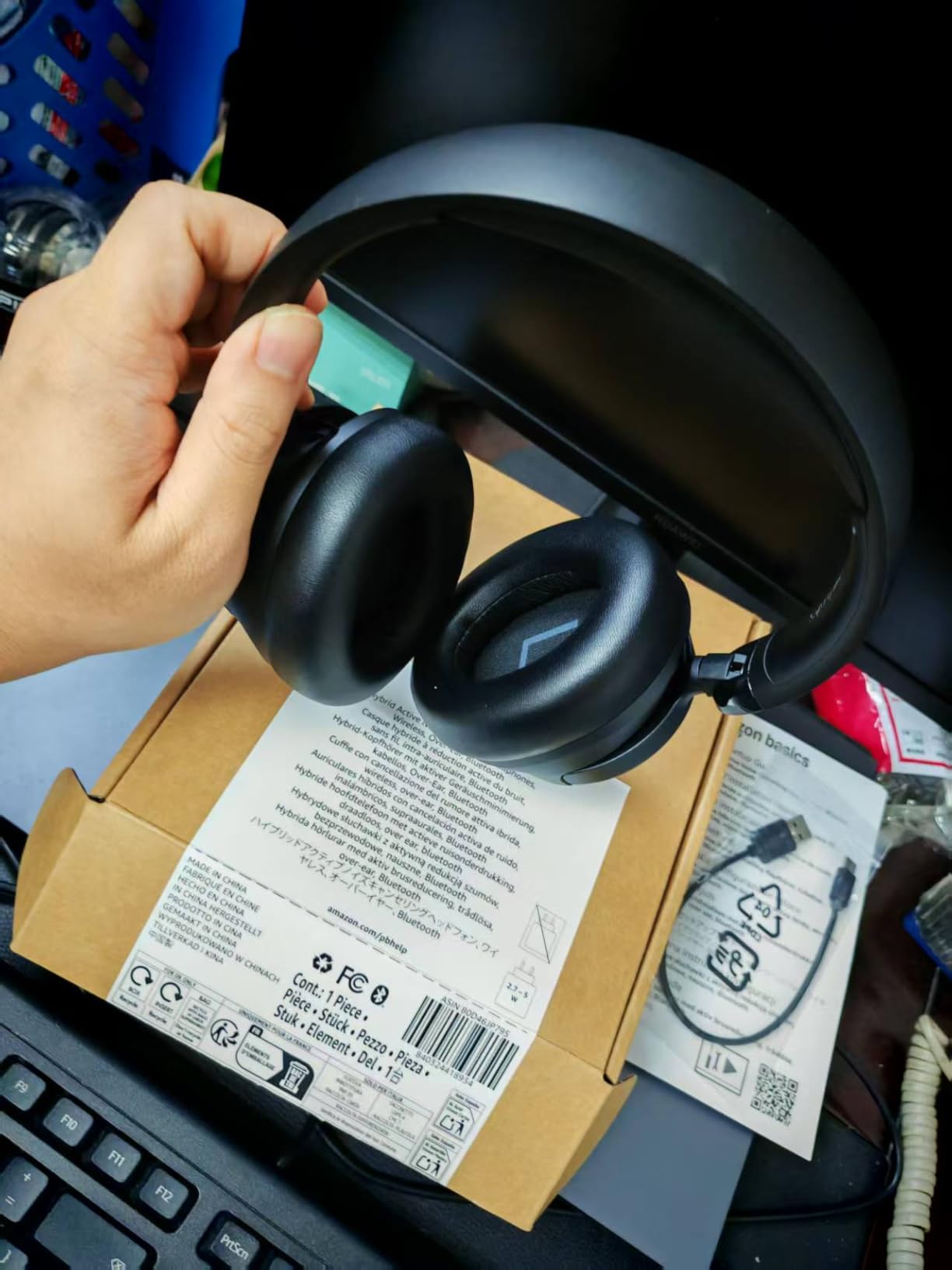 Amazon Basics Hybrid Active Noise Cancelling Headphones, Wireless Bluetooth 5.3, 35 Hours Battery Life with ANC On, 45 Hours with ANC Off, Over Ear Comfortable Fit with Soft Ear Cushions, Black customer photo 1