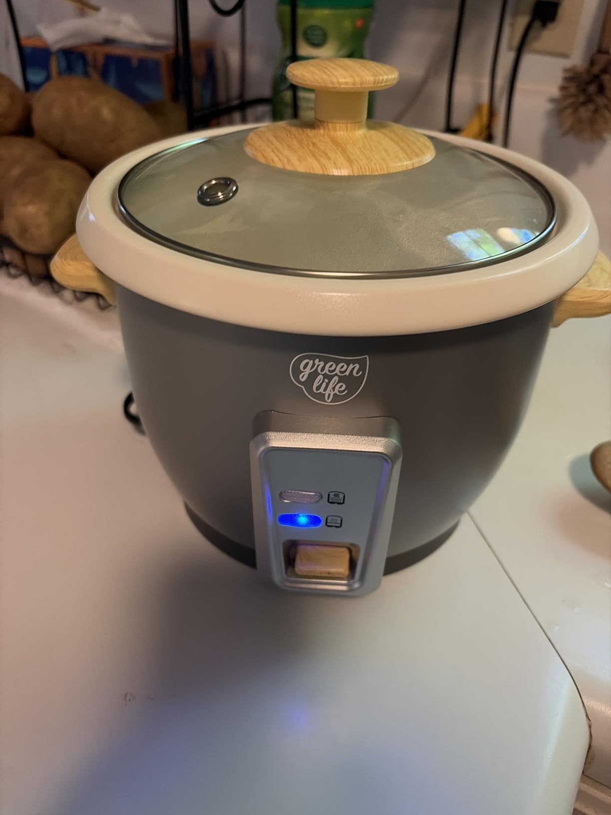 GreenLife Rice Cooker with Removable PFAS-Free Ceramic Nonstick Pot, 3-Cups Uncooked/6-Cups Cooked, Grains & Oatmeal Multicooker, Compact One-Switch Design, Auto Keep Warm, Easy Clean, Cream customer photo 1