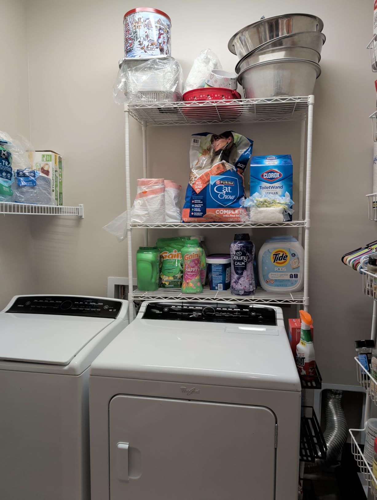 Ulif U11 Mini Over Washer and Dryer Shelves, 3 Tiers Laundry Room Storage and Organizer Standing Shelf, Metal Freestanding Clothes Drying Rack, 28.3”W x 19.7”D x 77.6”H, Black customer photo 1