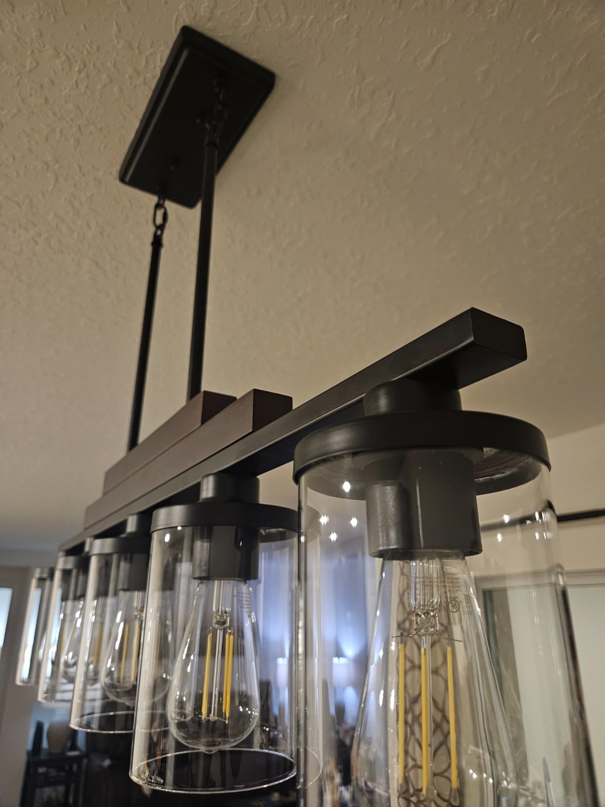 Farmhouse Chandelier 6-Light Dining Room Light Fixture Over Table Kitchen Island Lighting Rustic Chandeliers for Dining Light with Glass Shade Wood Pendant Lights Kitchen Island customer photo 1