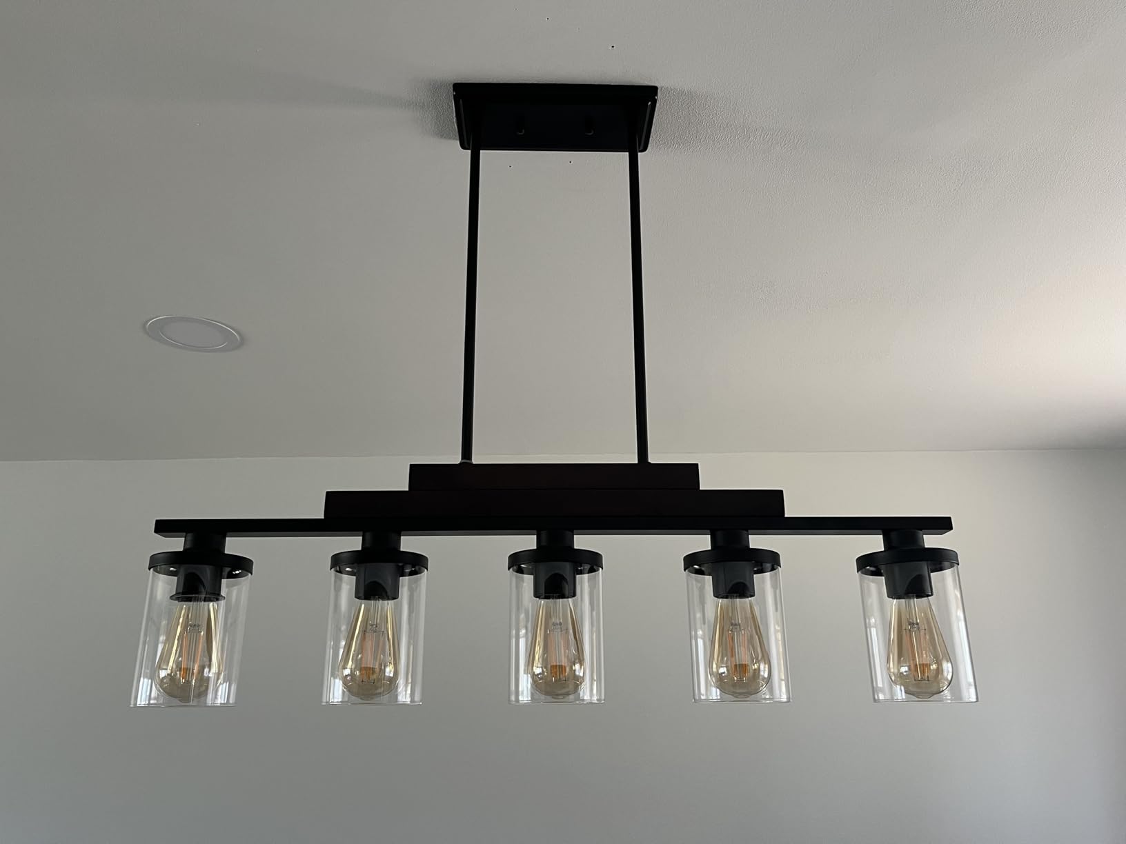 Farmhouse Chandelier 6-Light Dining Room Light Fixture Over Table Kitchen Island Lighting Rustic Chandeliers for Dining Light with Glass Shade Wood Pendant Lights Kitchen Island customer photo 2