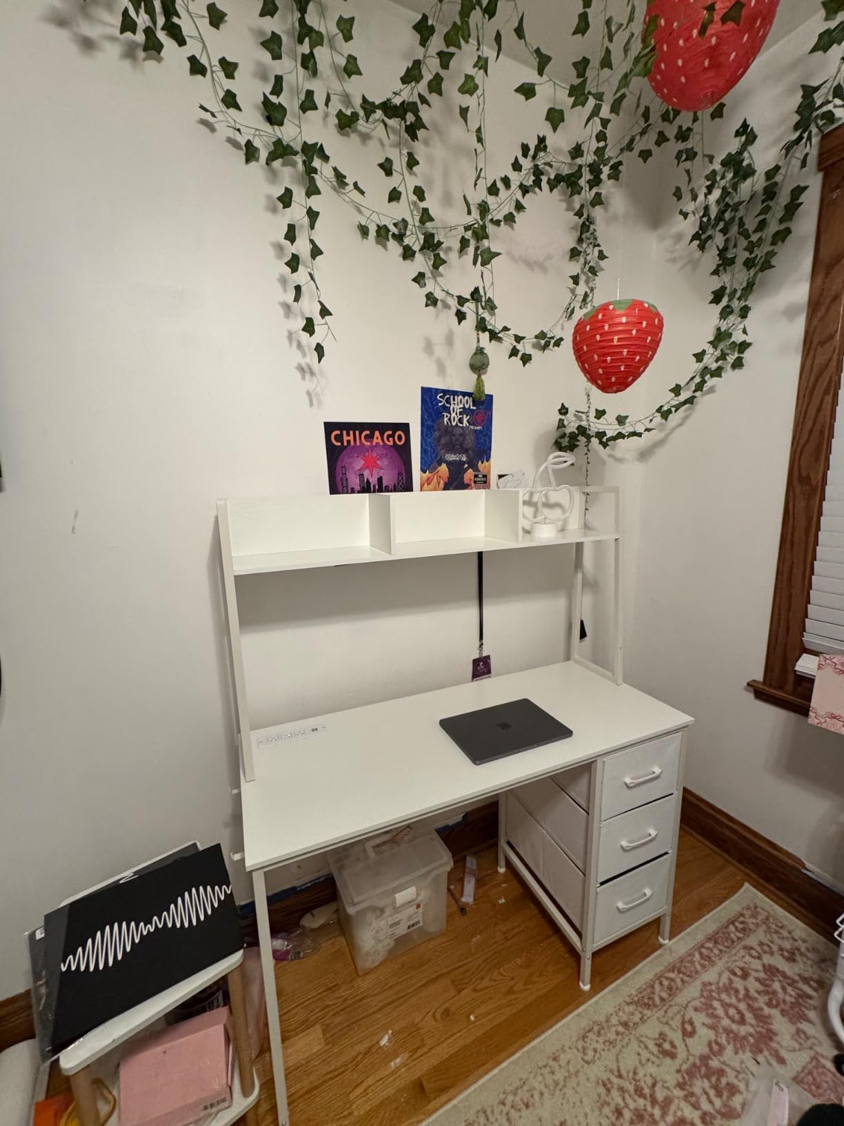 DLisiting Black Computer Desk with Hutch & Drawers - Office Desk with 3 Storage Drawers and Power Outlets, 47 Inch Modern Study Writing Desk for Bedroom Home Office customer photo 1