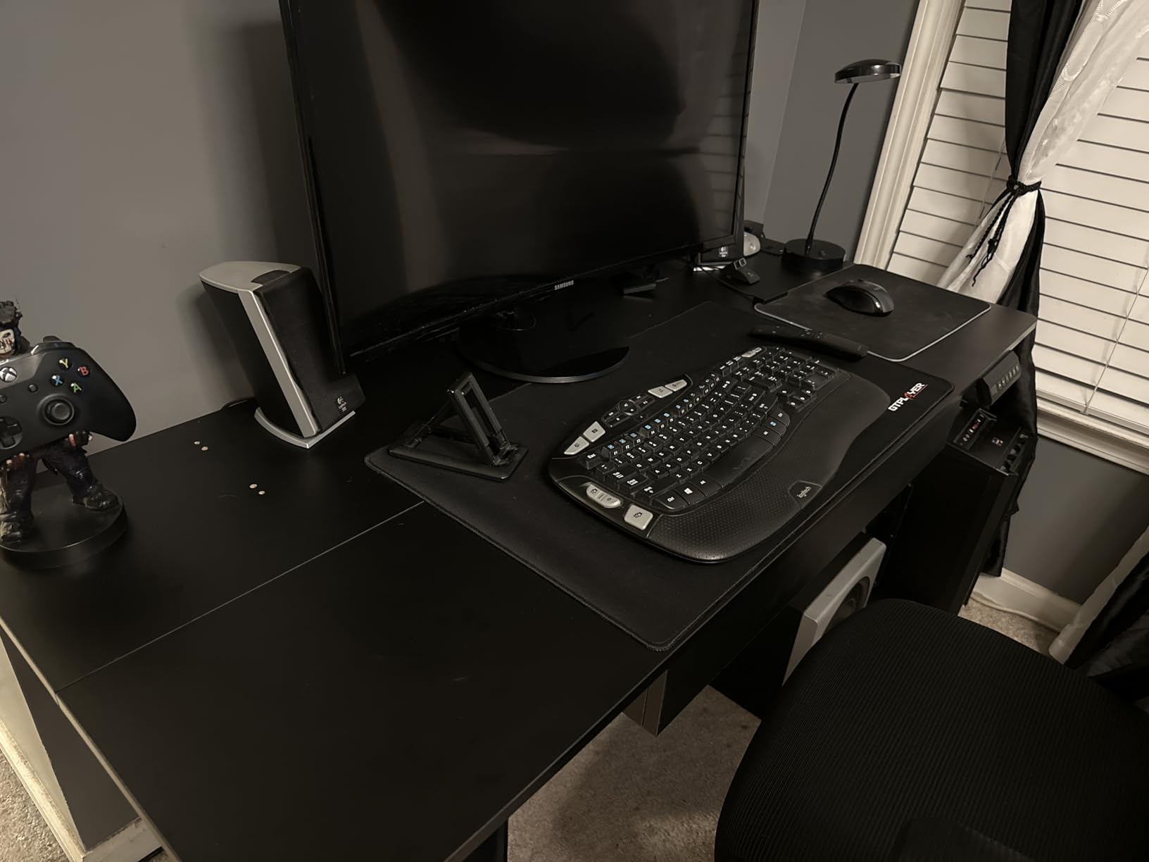 GTPLAYER Electric Standing Desk with Drawers, 55 x 24 Inch Height Adjustable Gaming Desk with Monitor Stand, Power Outlets & LED Lights, Home Office Sit Stand Up Desk with Memory Preset (Black) customer photo 1